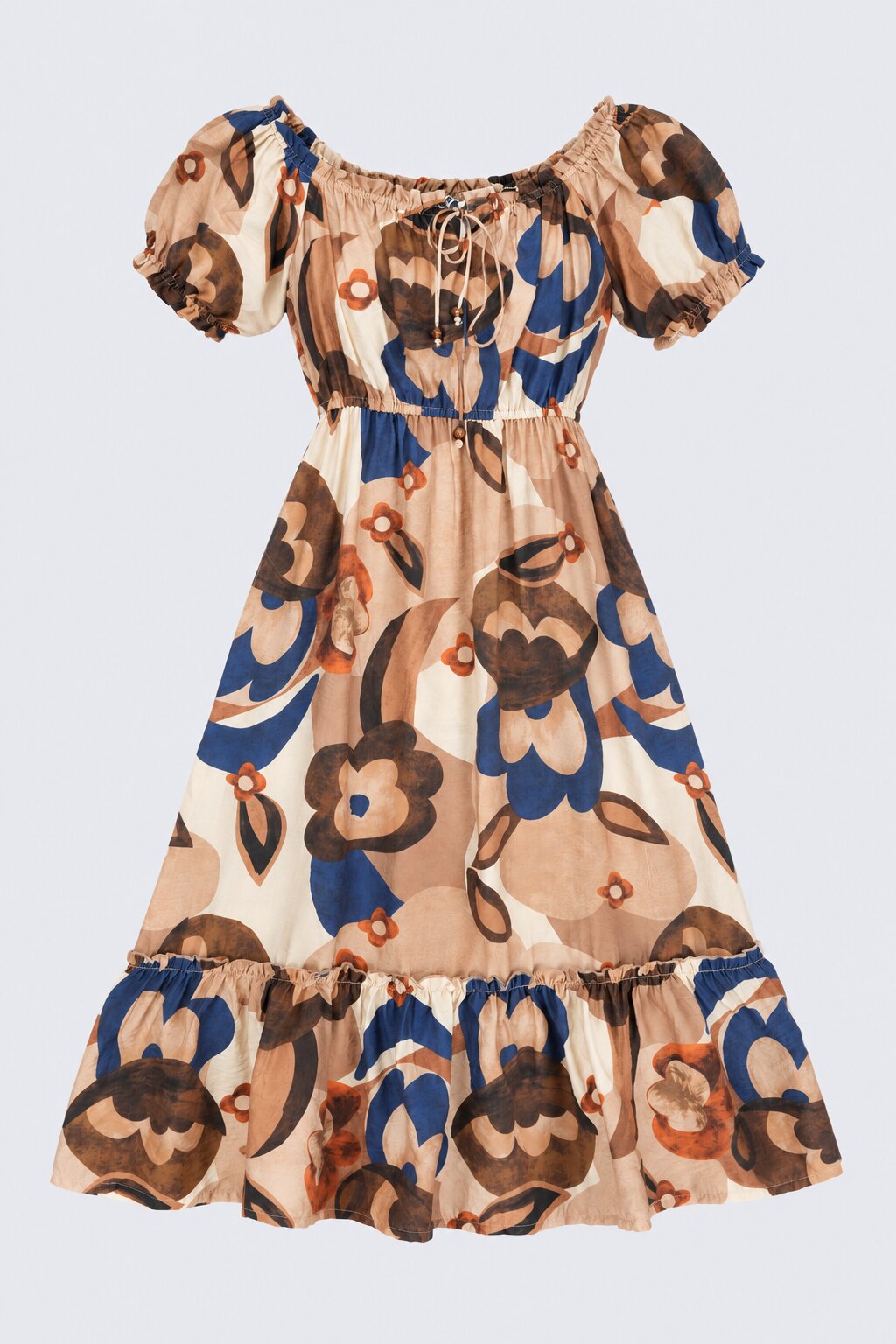 Womens Brown Floral Printed Midi Dress - Image 7