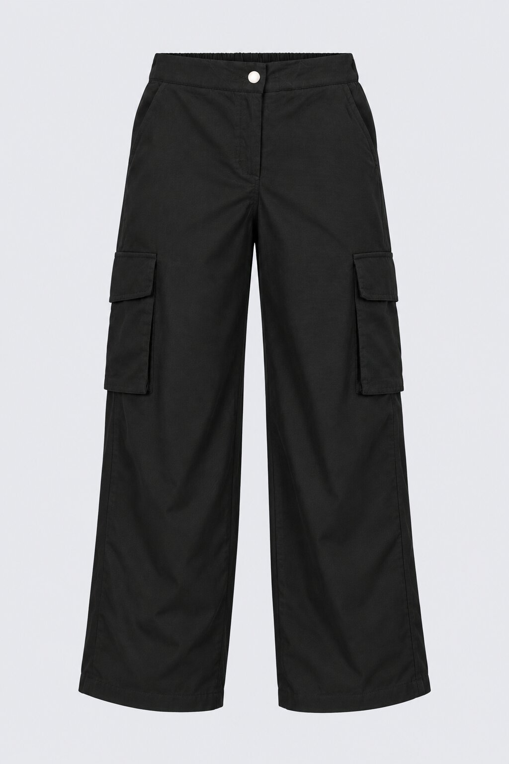 Womens Black Wide Leg Cargo Pant - Image 7