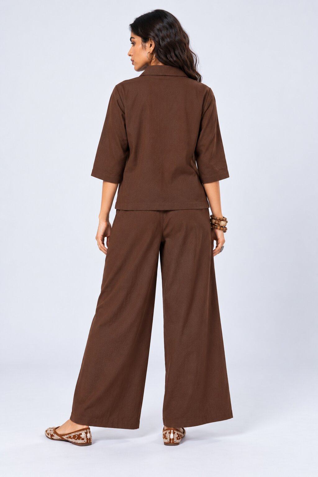 Womens Brown Embroidered Co-Ord Set - Image 5