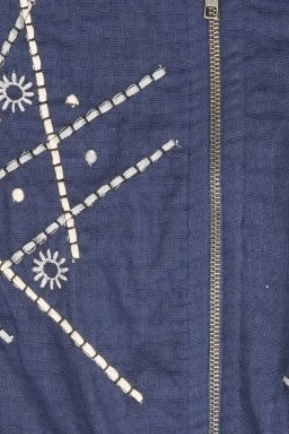 Blue Embroidered Cropped Cotton Blend Jacket - Image 8