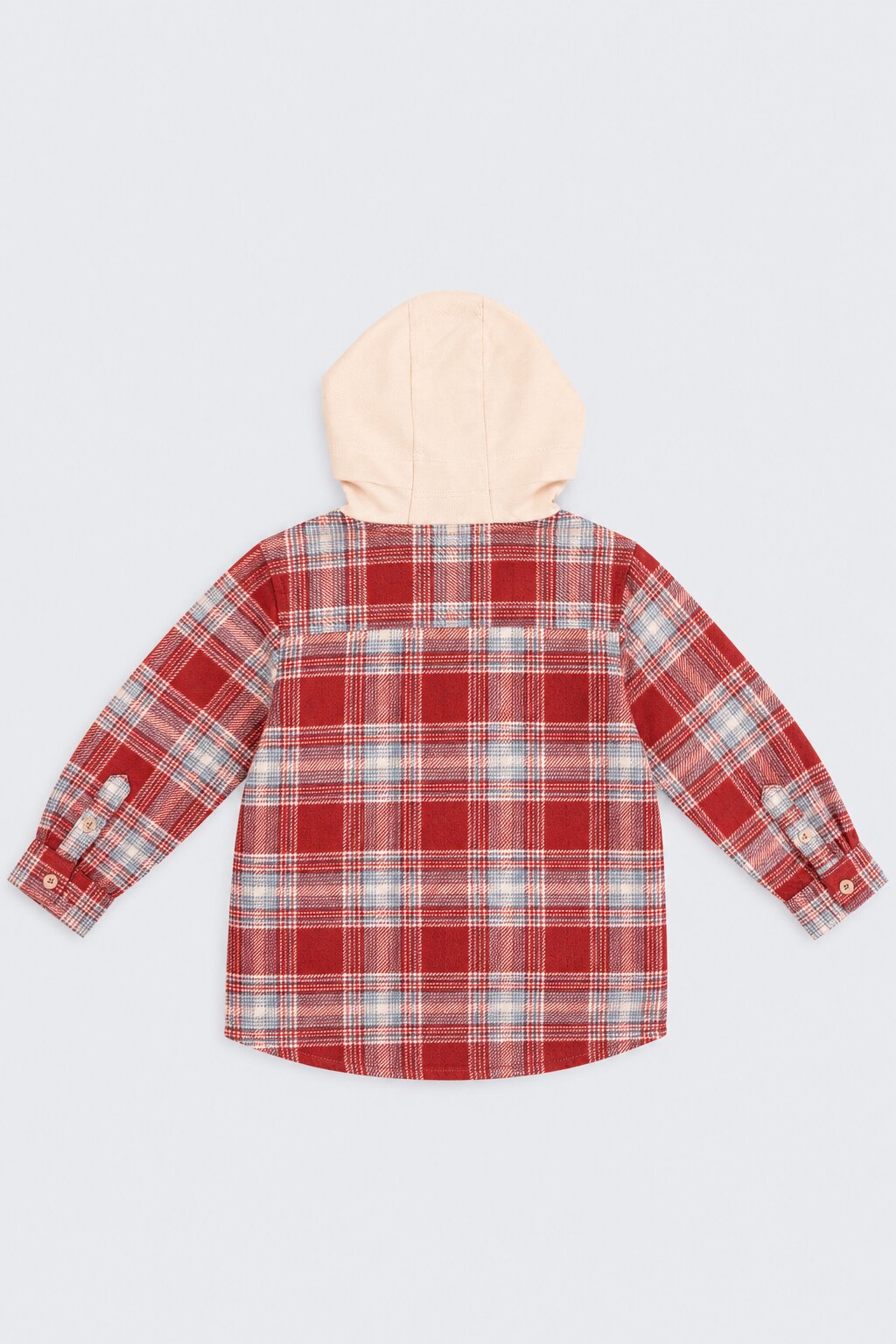 Boys Red Checked Hooded Flannel Shirt - Image 4