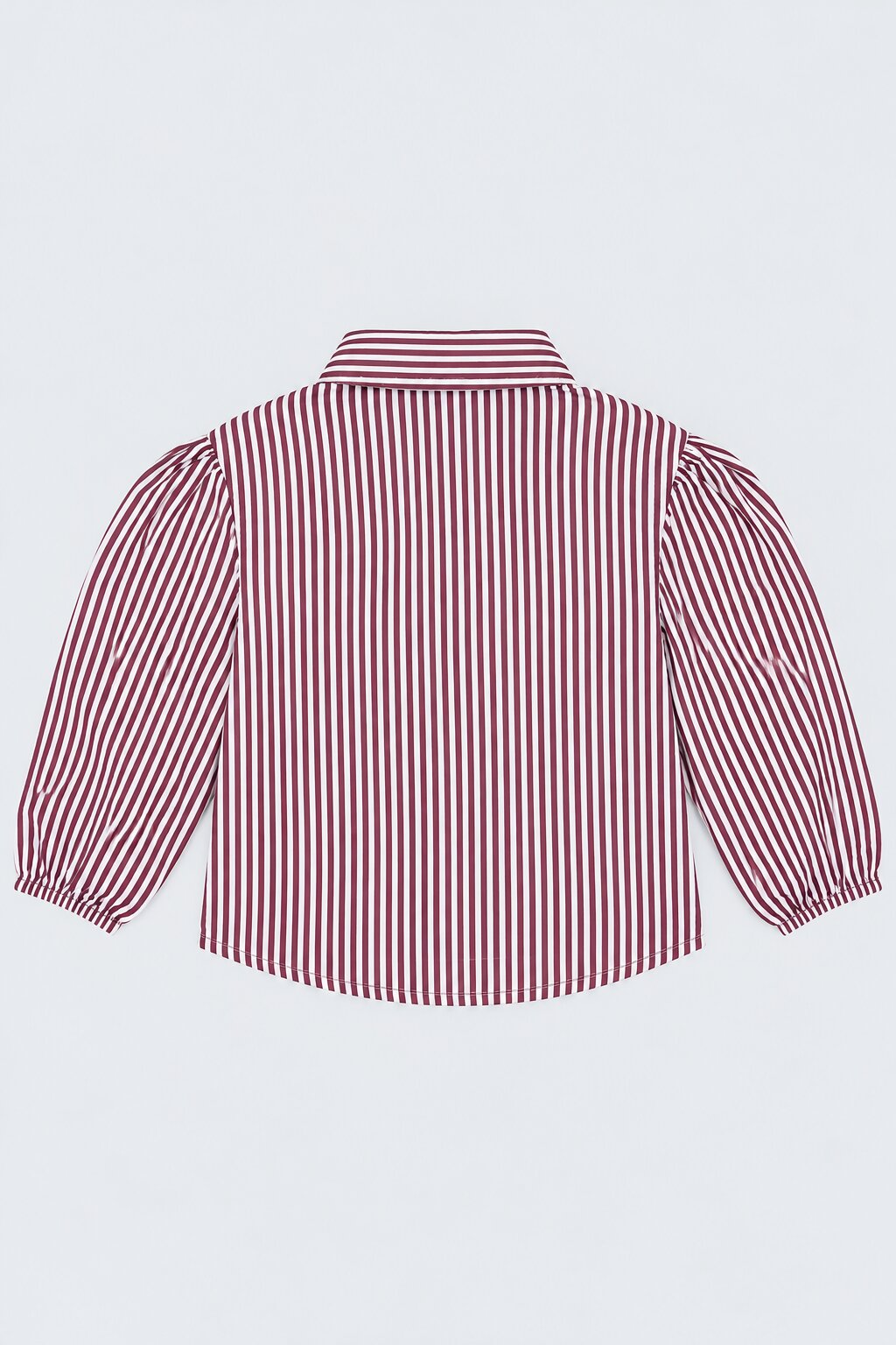 Womens Wine Striped Puff Sleeve Shirt - Image 4