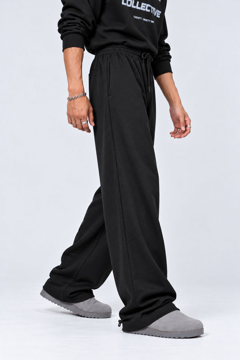 Mens Black Solid Regular Fit Joggers - Image 4