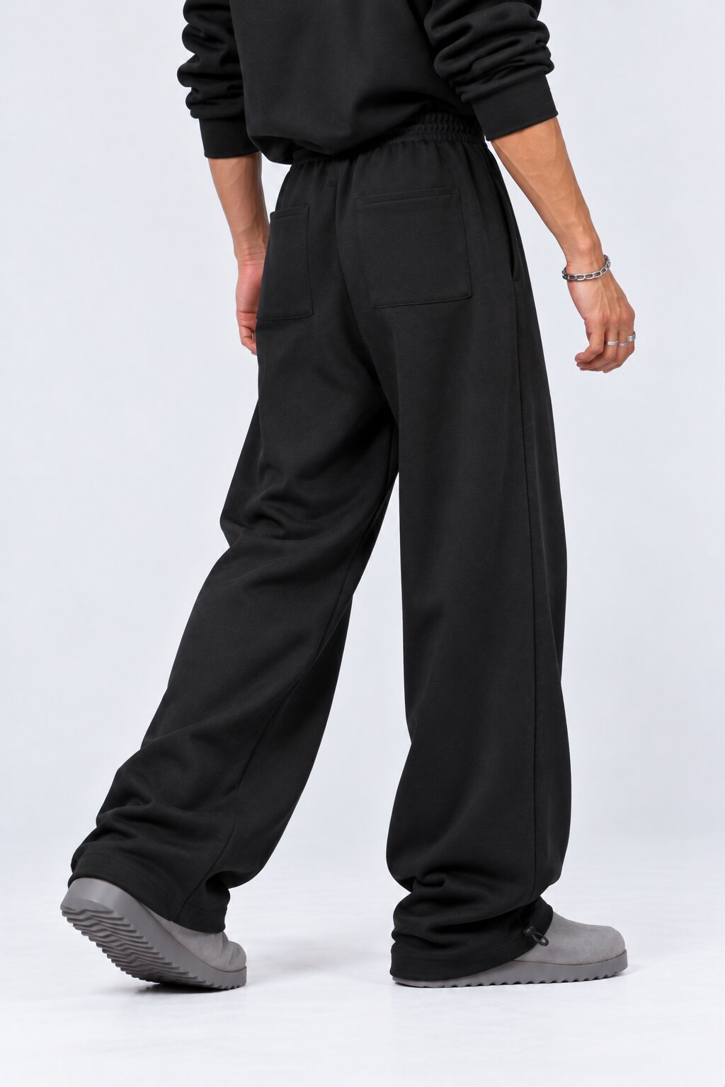 Mens Black Solid Regular Fit Joggers - Image 5