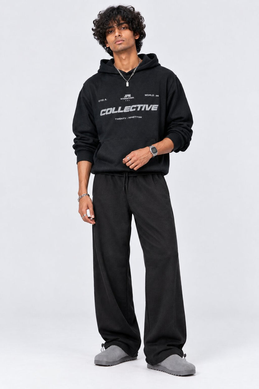 Mens Black Solid Regular Fit Joggers - Image 6