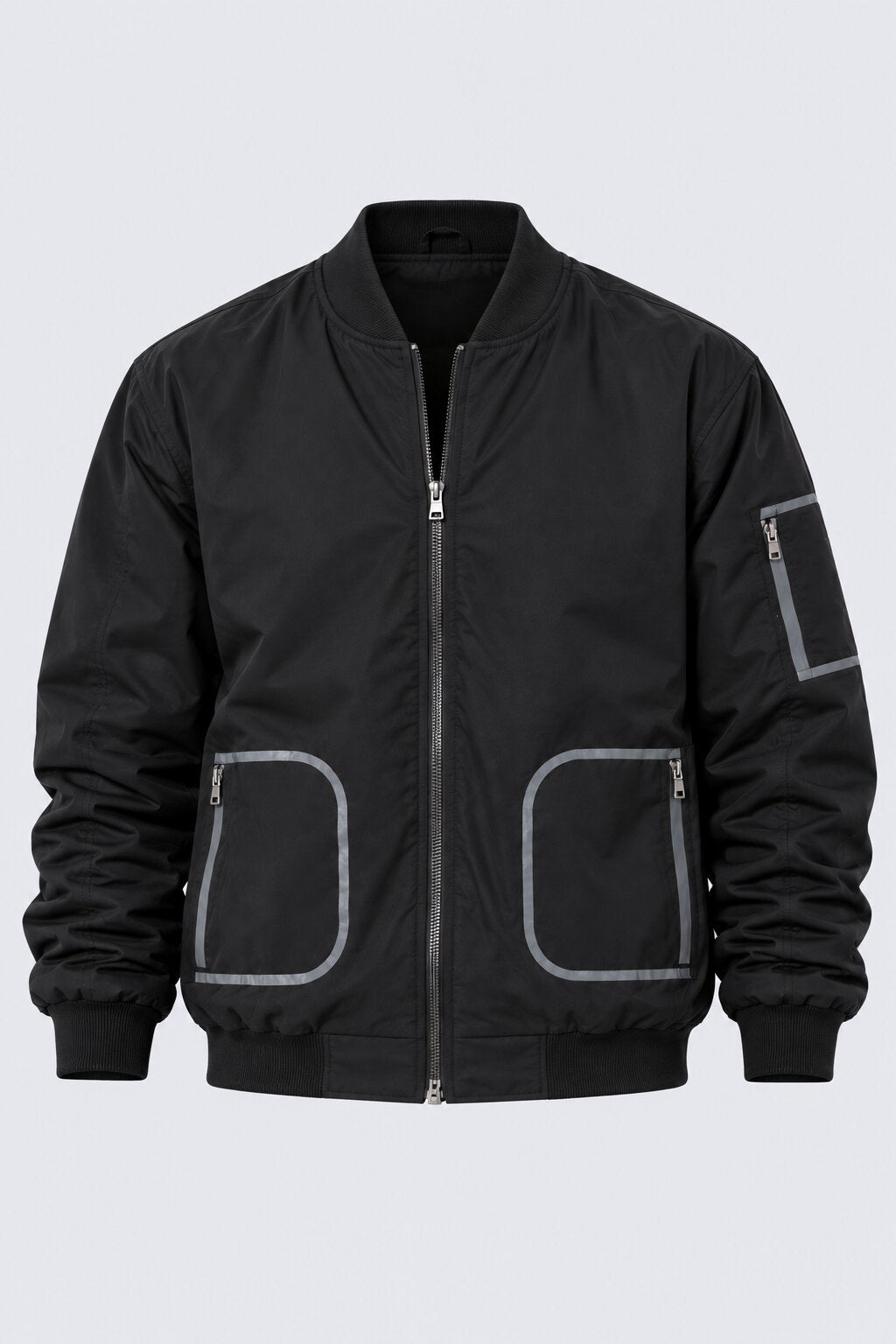 Mens Black Zip-Up Bomber Jacket - Image 7