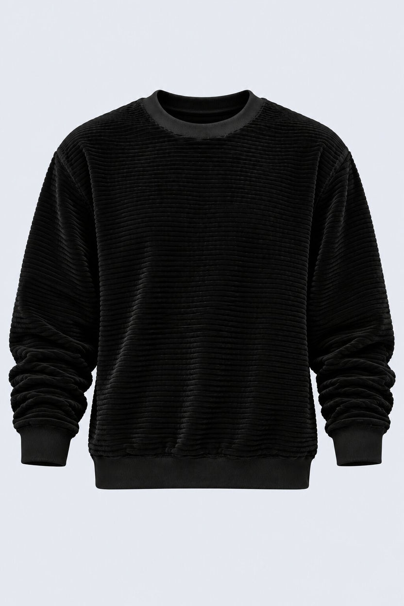 Mens Black Textured Crew Neck Sweatshirt - Image 7