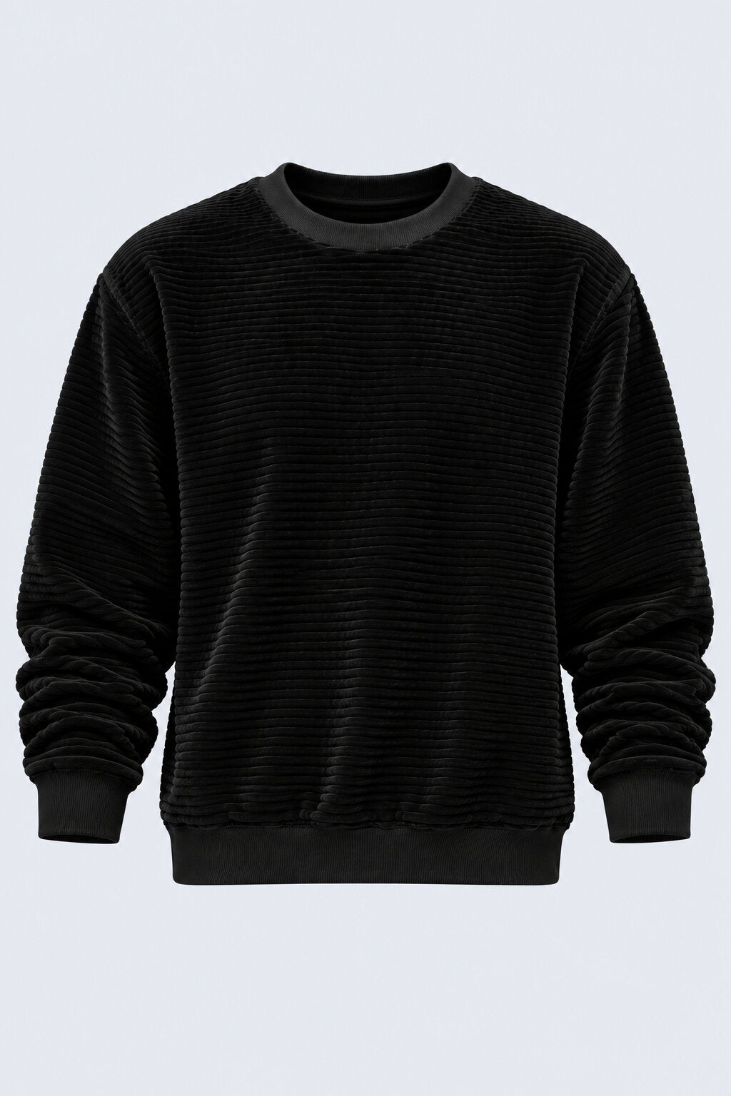 Mens Black Textured Crew Neck Sweatshirt - Image 7