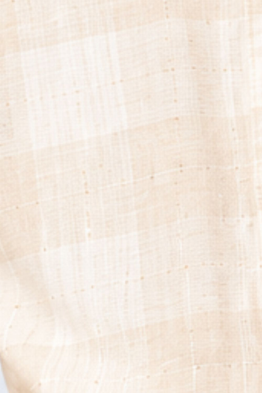Mens Beige Checked Casual Cotton Blend Shirt - Image 8