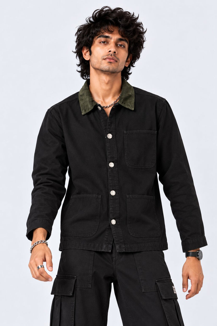 Mens Black Utility Pocket Jacket - Image 2