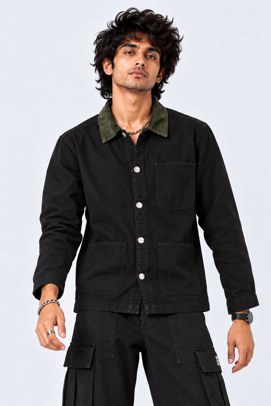 Mens Black Utility Pocket Jacket - Image 2