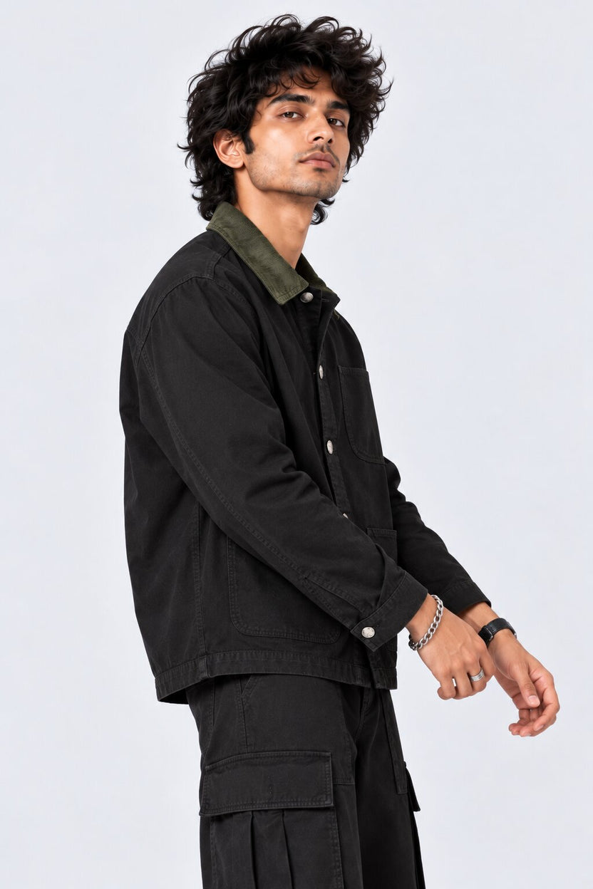 Mens Black Utility Pocket Jacket - Image 4