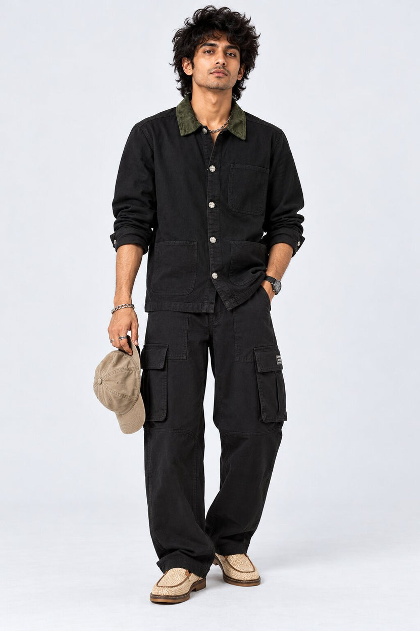 Mens Black Utility Pocket Jacket - Image 6