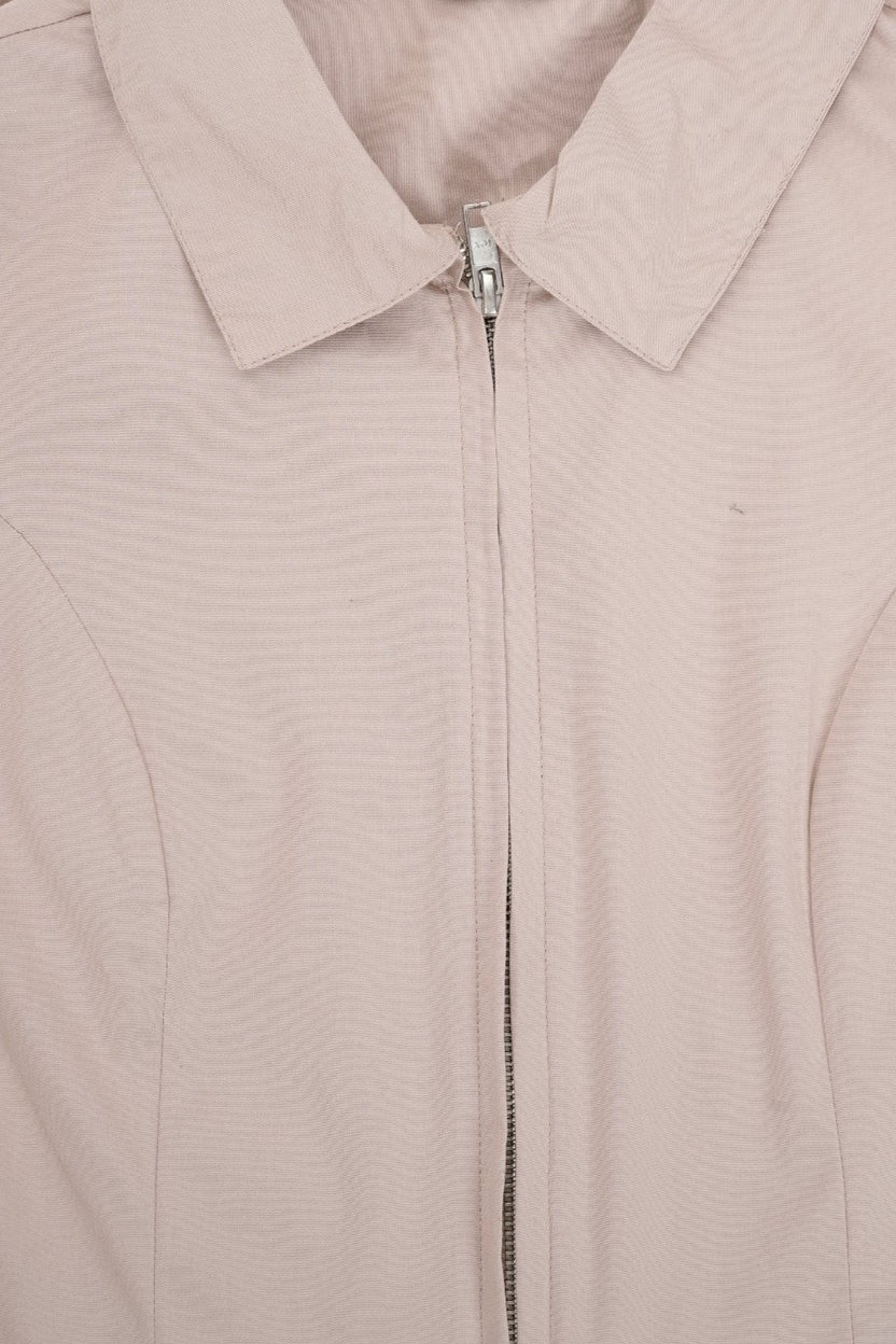 Womens Taupe Cropped Zip-Up Jacket - Image 8