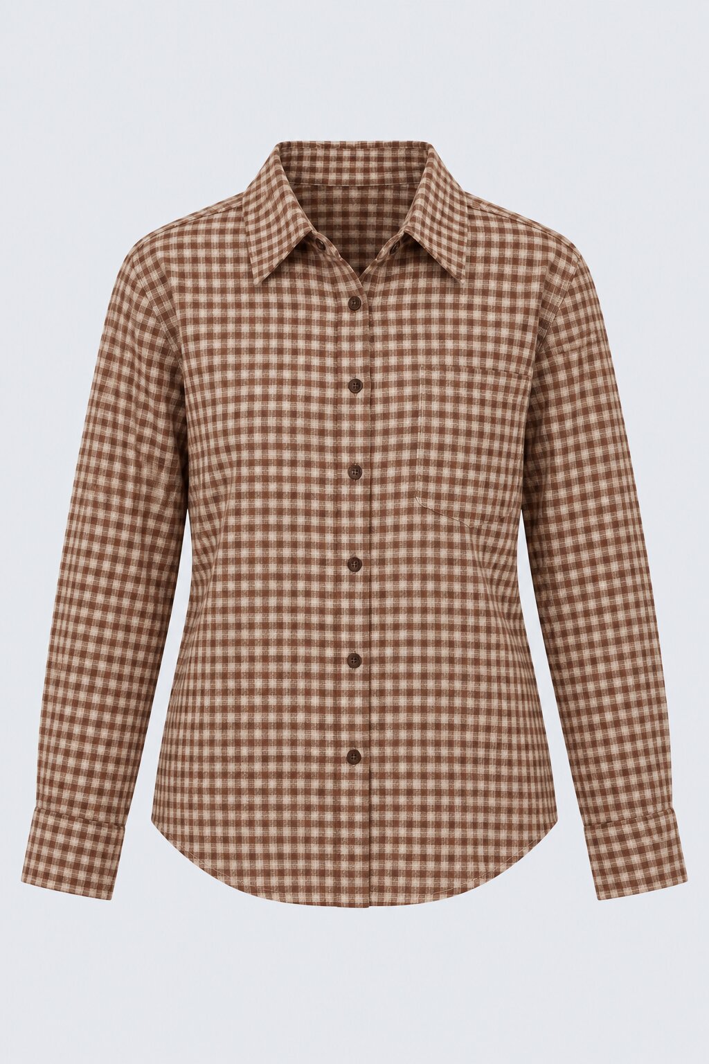 Womens Brown Gingham Checked Casual Shirt - Image 7