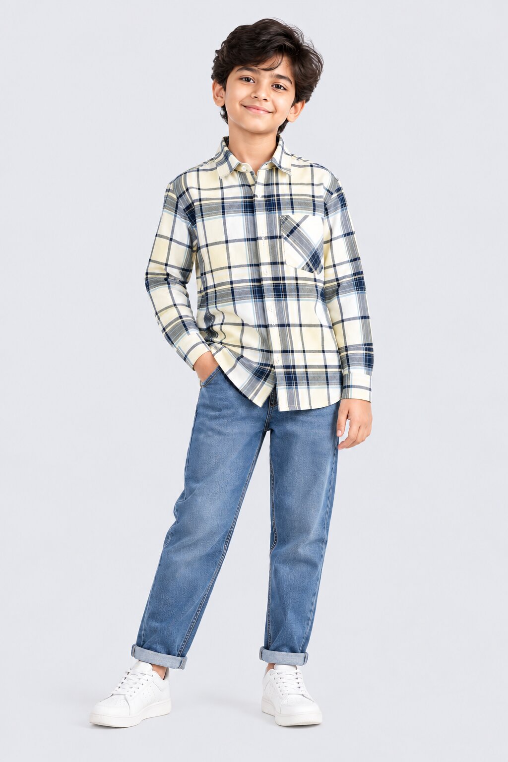 Tweens Boys Lime Classic Checked Casual Shirt - Image 1