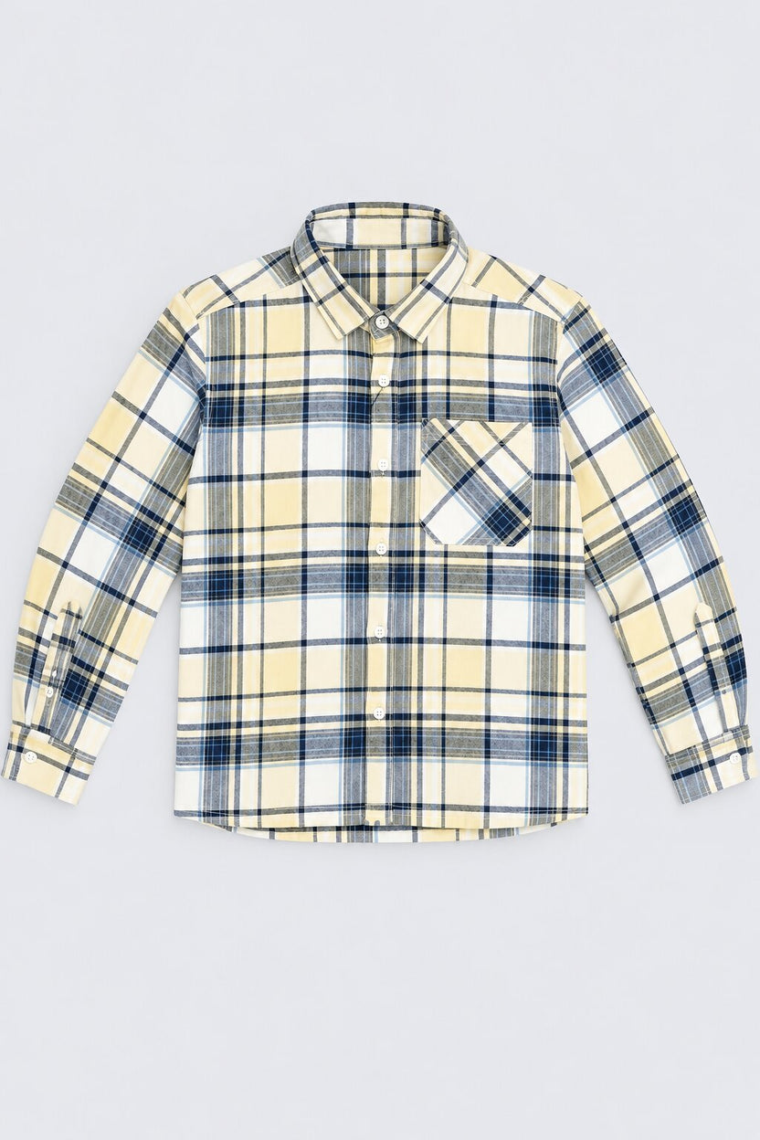 Tweens Boys Lime Classic Checked Casual Shirt - Image 2