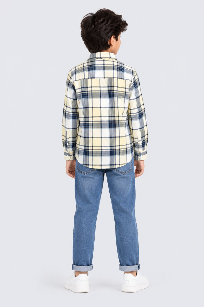 Tweens Boys Lime Classic Checked Casual Shirt - Image 3
