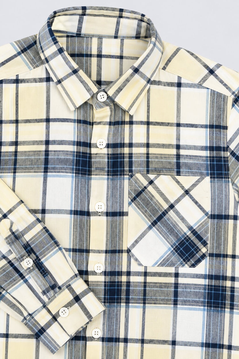 Tweens Boys Lime Classic Checked Casual Shirt - Image 6