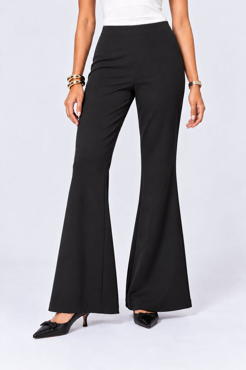 Womens Black Mid-Rise Flared Pant - Image 2