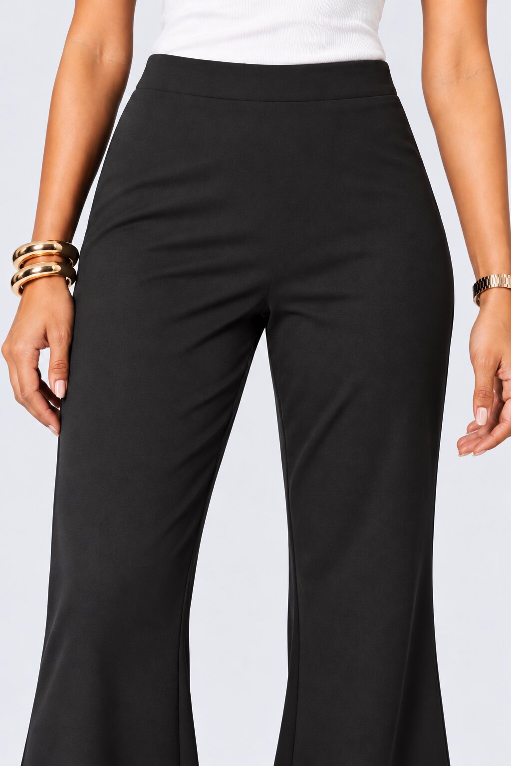 Womens Black Mid-Rise Flared Pant - Image 3