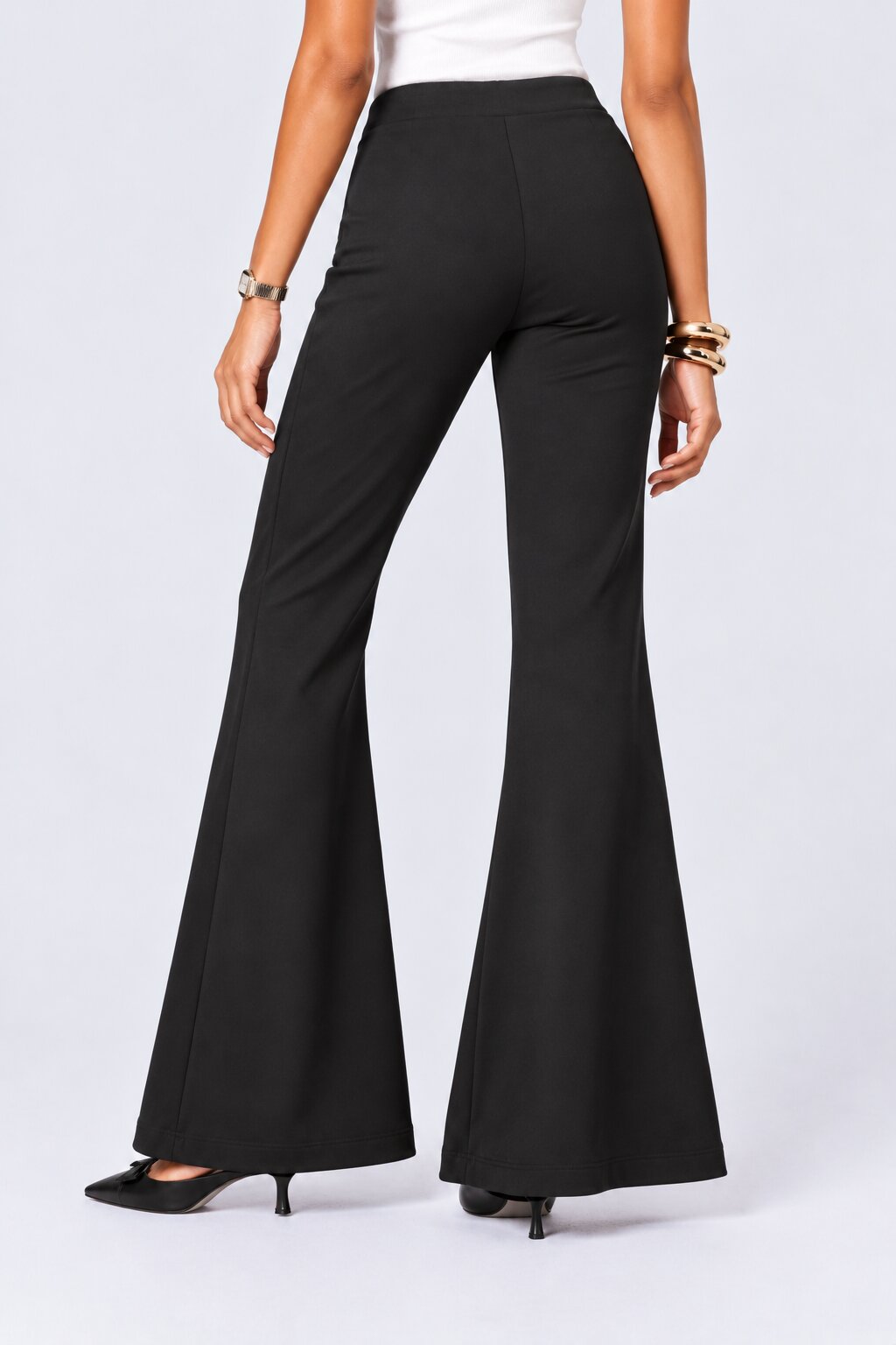 Womens Black Mid-Rise Flared Pant - Image 5