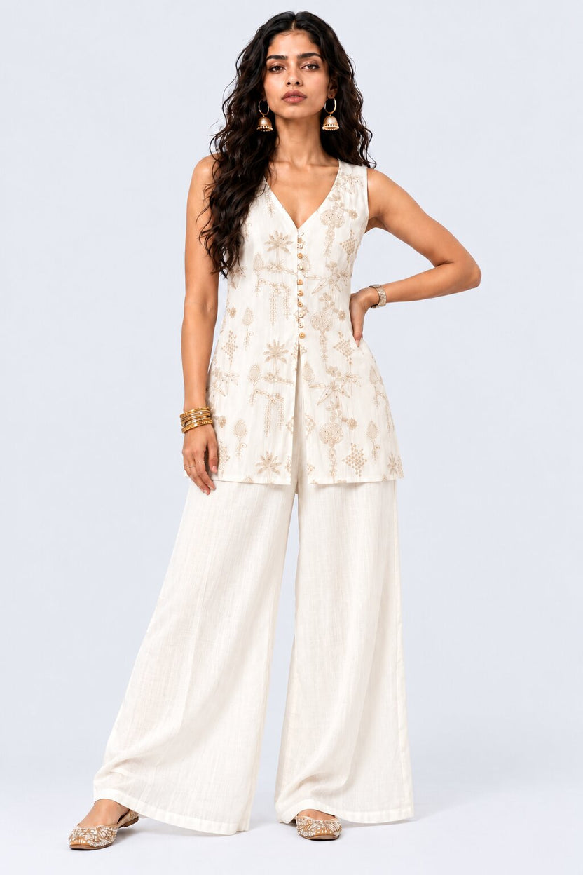 Womens Off White Printed Ethnic Co-Ord Set - Image 2