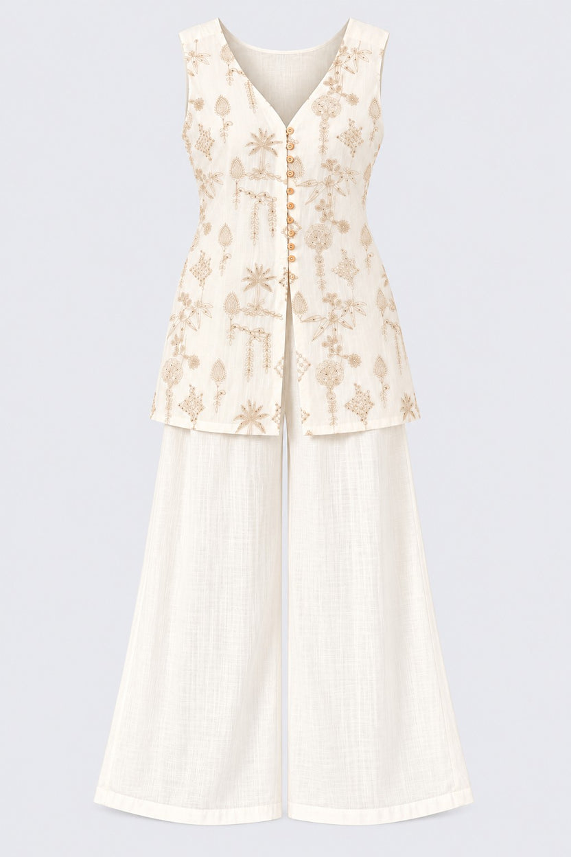 Womens Off White Printed Ethnic Co-Ord Set - Image 7