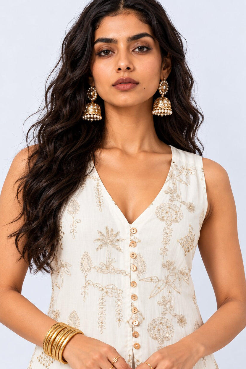 Womens Off White Printed Ethnic Co-Ord Set - Image 9