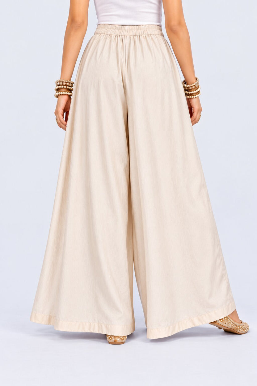 Womens Off White Flared Ethnic Palazzo - Image 5