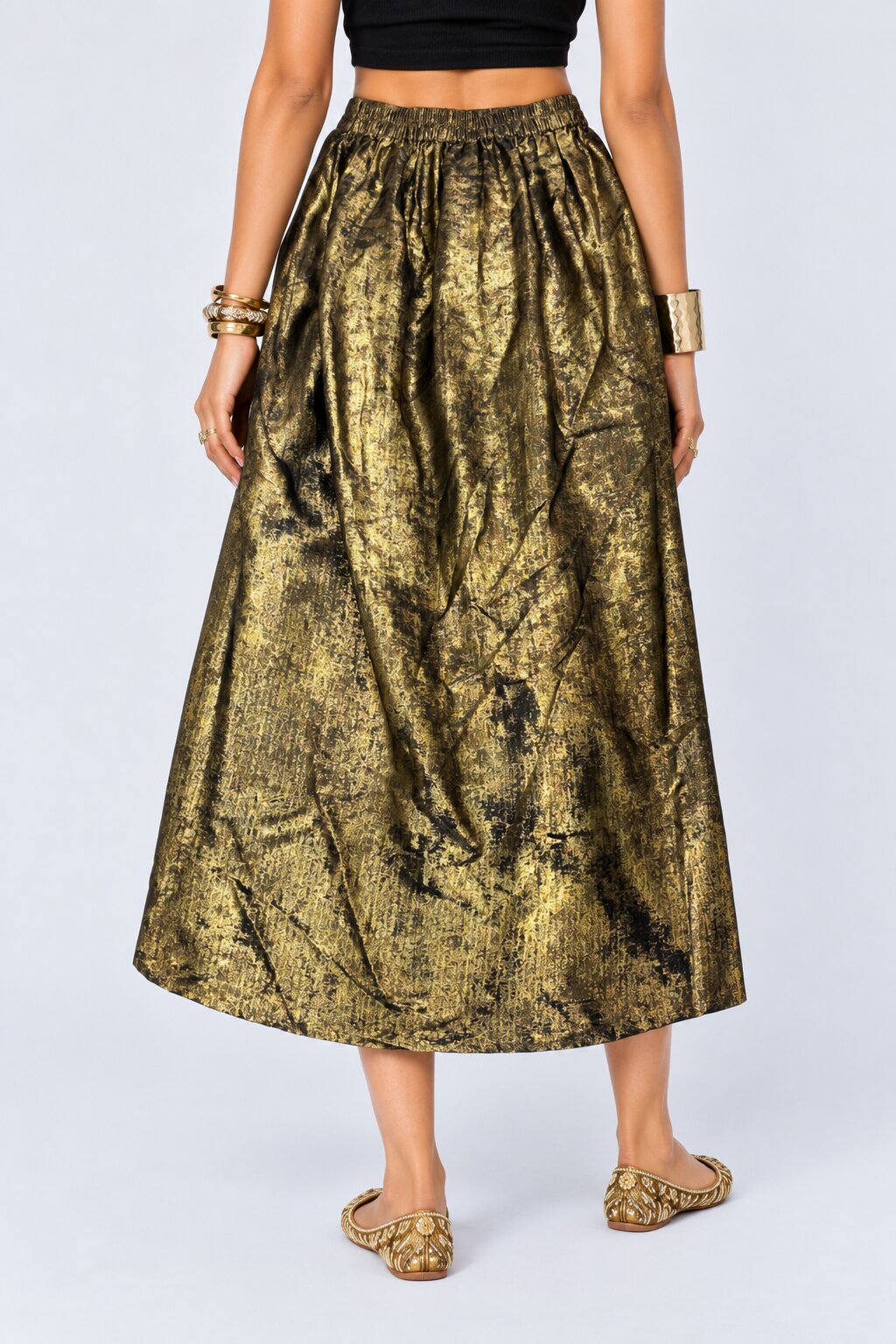 Womens Gold Foil Print High-Low Style Skirt - Image 5