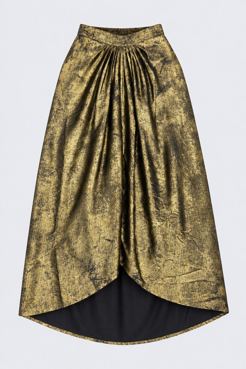 Womens Gold Foil Print High-Low Style Skirt - Image 7