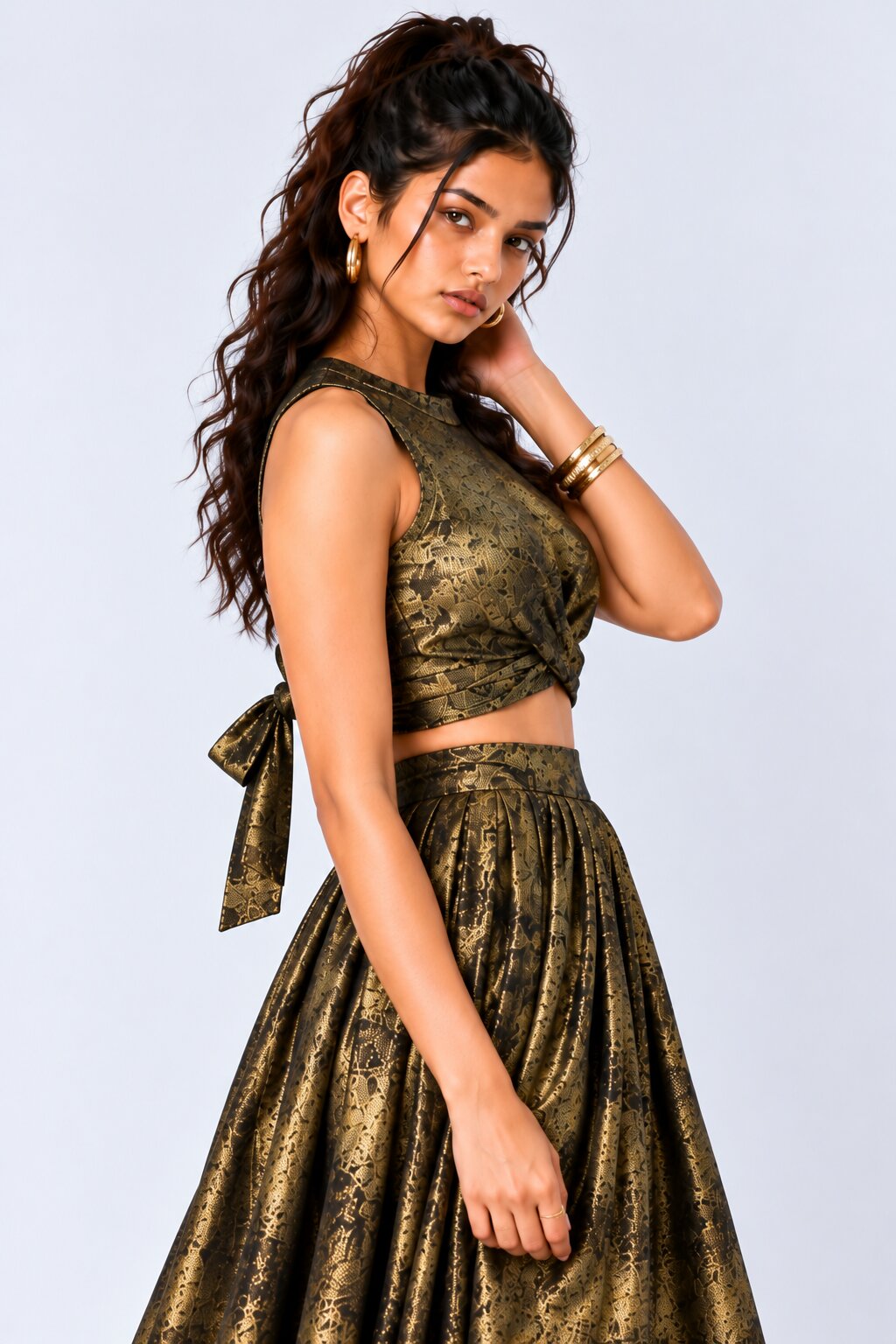 Womens Gold Foil Twist Front Crop Top - Image 4