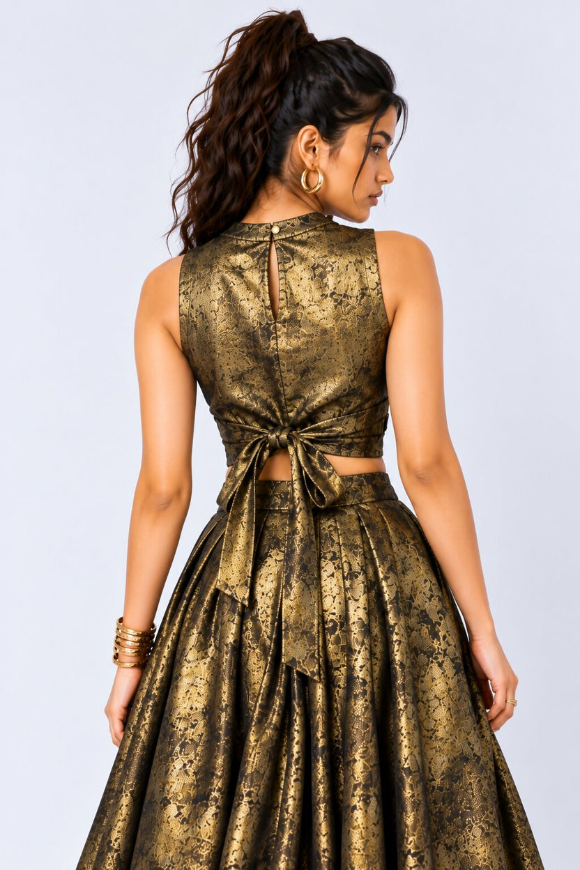 Womens Gold Foil Twist Front Crop Top - Image 5