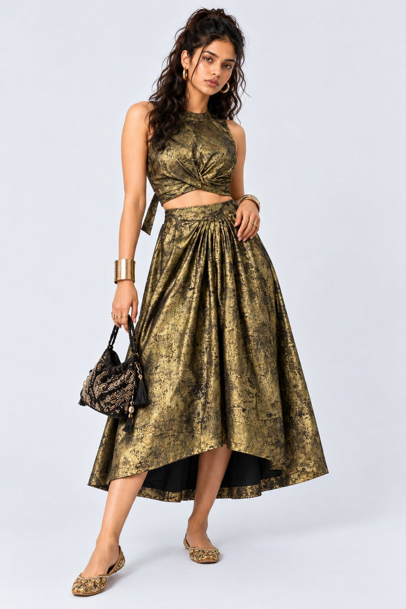 Womens Gold Foil Twist Front Crop Top - Image 6