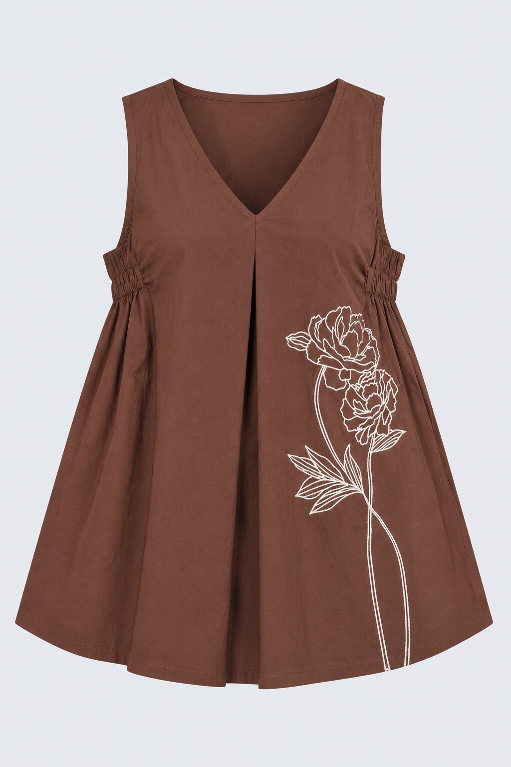 Womens Brown Floral Print Sleeveless Tunic - Image 7