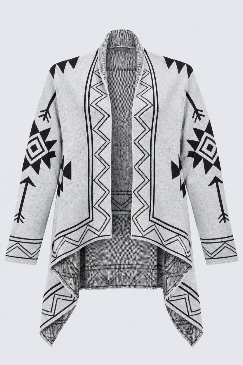 Womens Grey Geometric Print Waterfall Shrug - Image 7