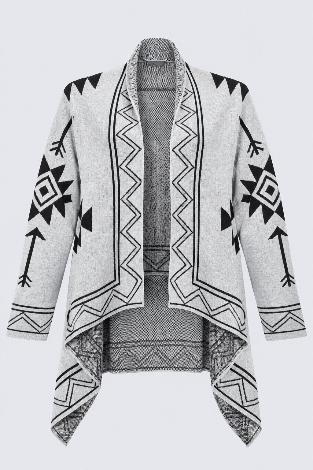 Womens Grey Geometric Print Waterfall Shrug - Image 7