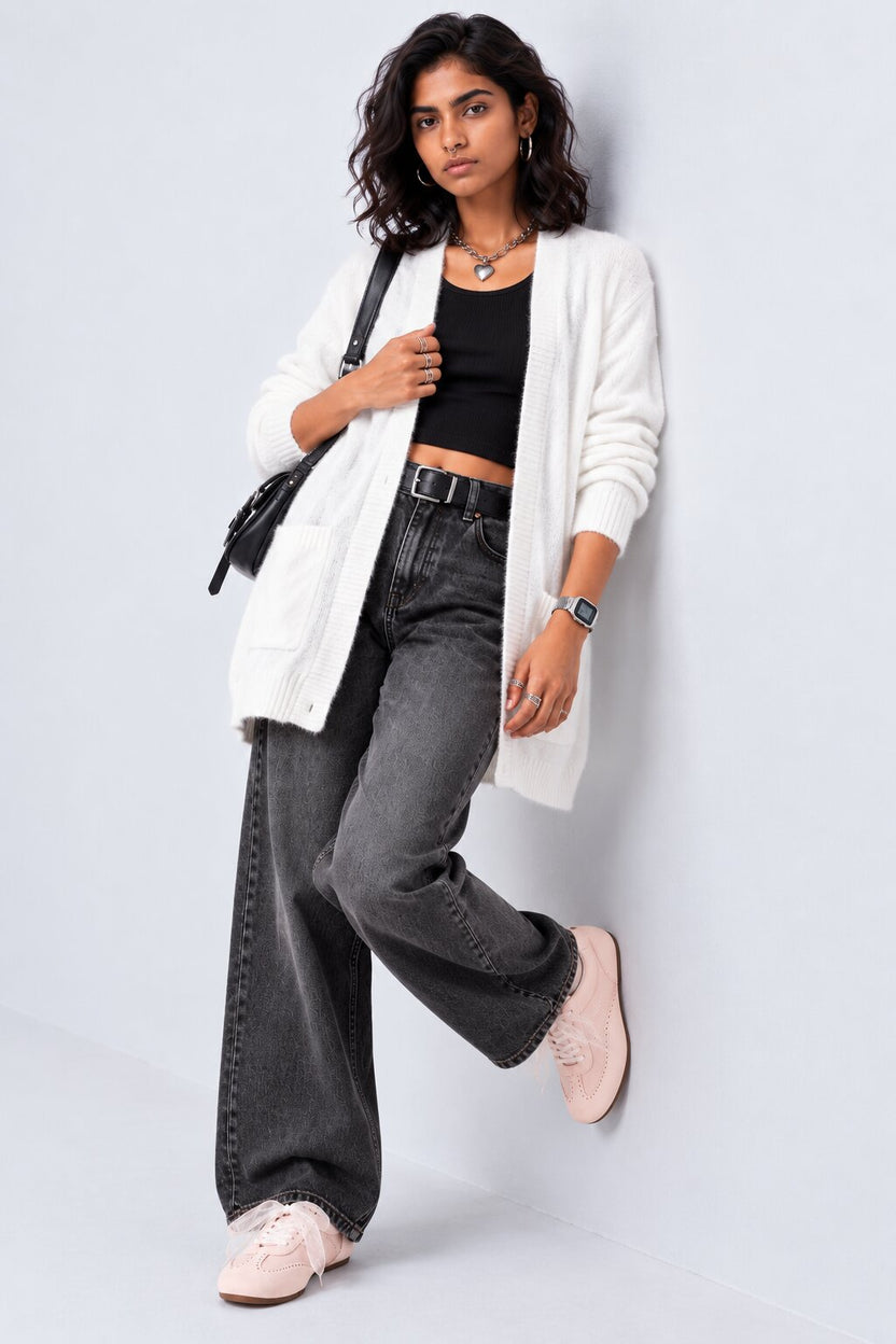 Womens Off White Open Front Furry Shrug - Image 6