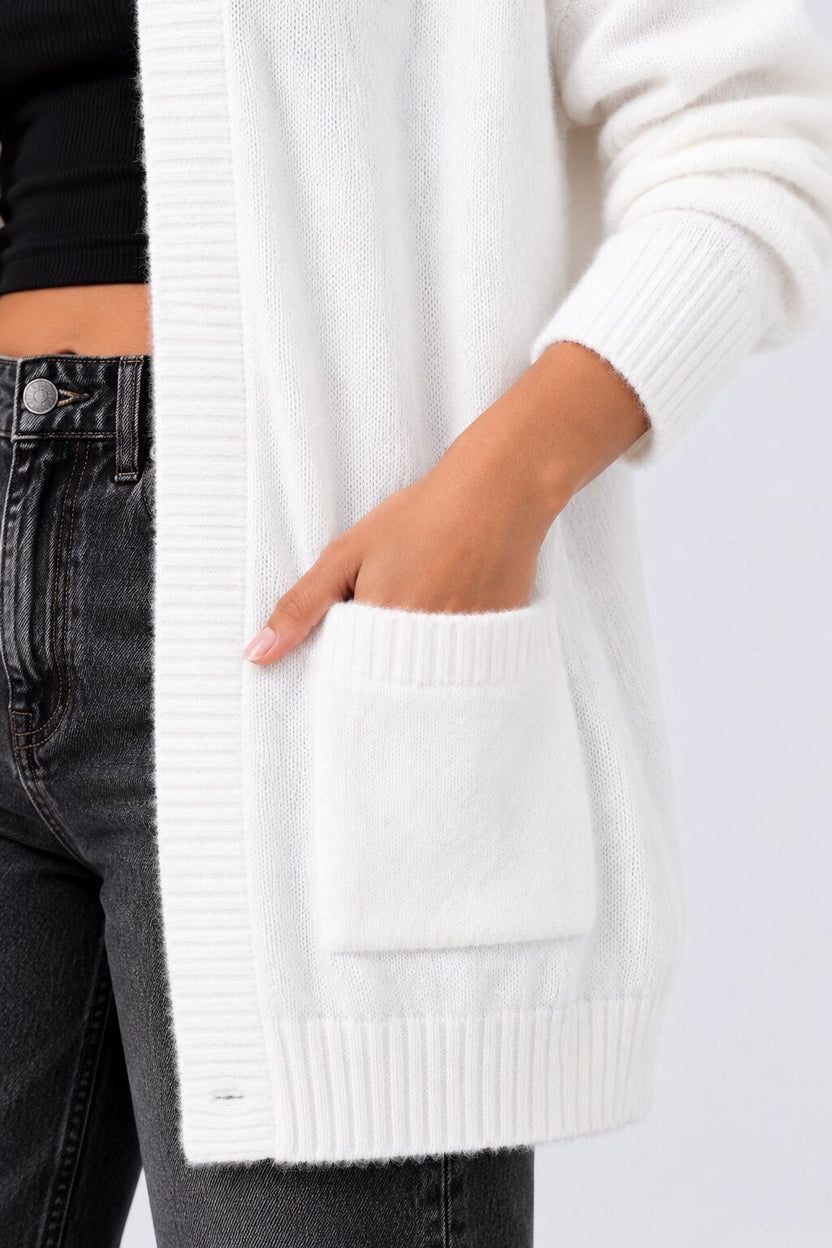 Womens Off White Open Front Furry Shrug - Image 9