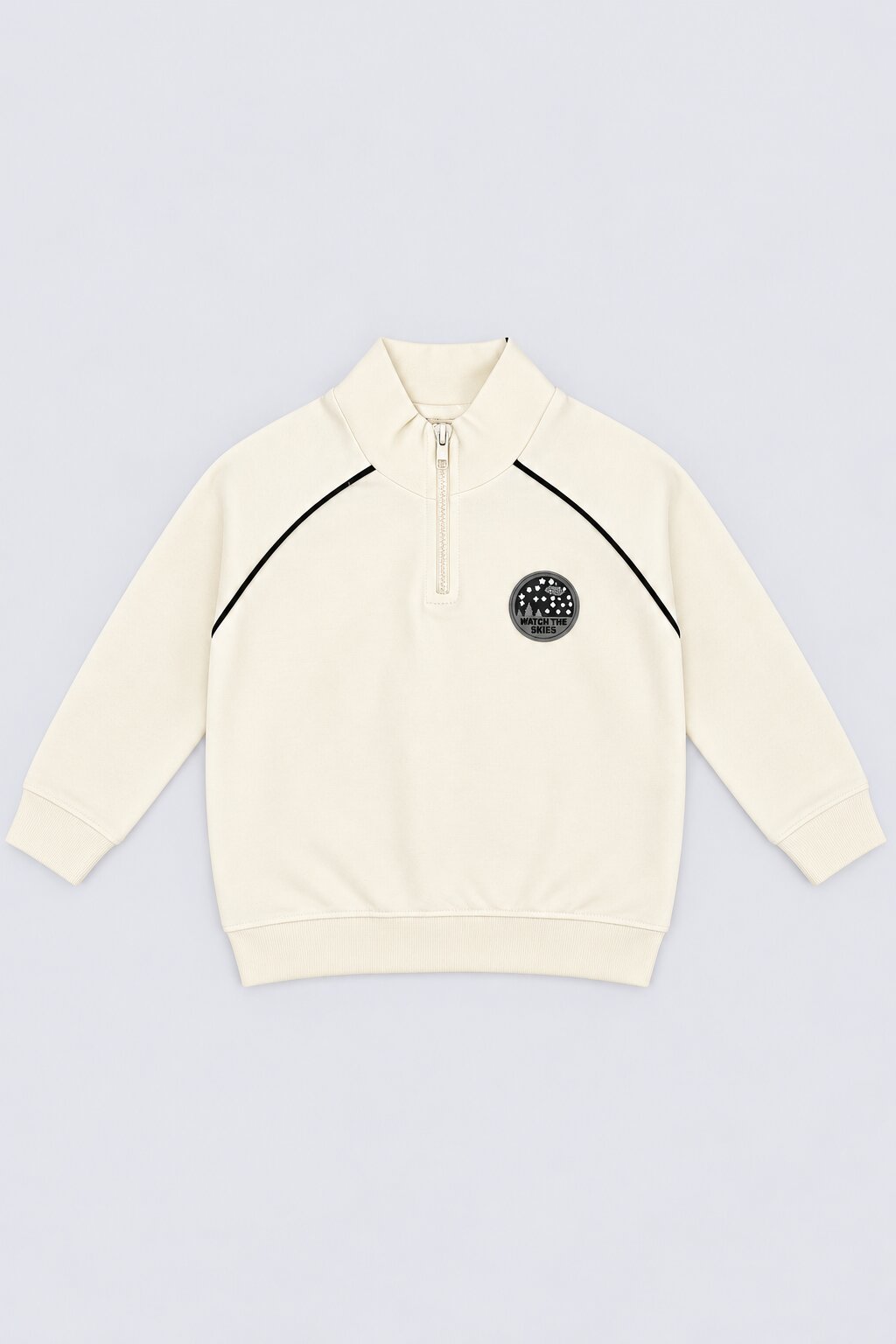Boys Off White Cotton Regular Fit Sweatshirt - Image 2