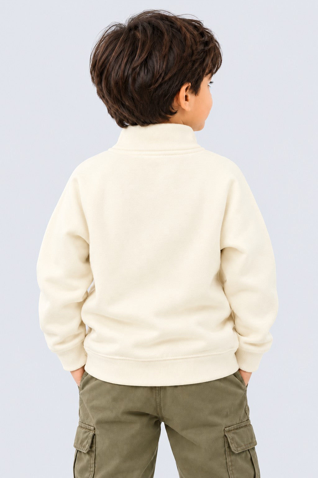 Boys Off White Cotton Regular Fit Sweatshirt - Image 3