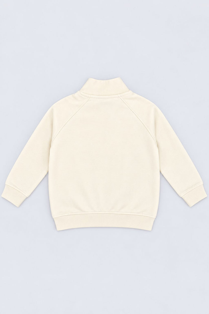Boys Off White Cotton Regular Fit Sweatshirt - Image 4