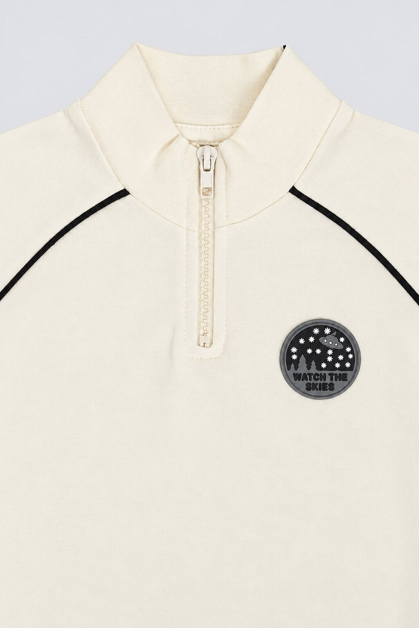 Boys Off White Cotton Regular Fit Sweatshirt - Image 6