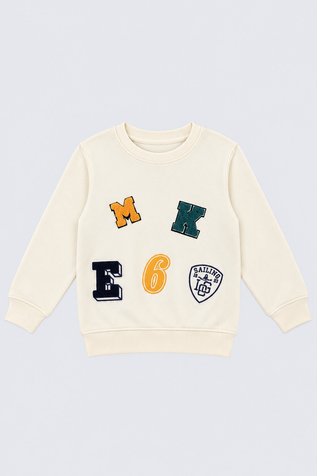 Boys Off White Patchwork Sweatshirt - Image 2