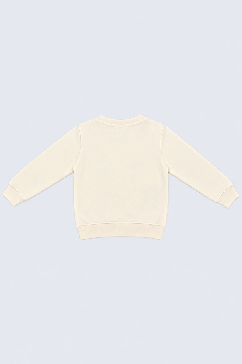 Boys Off White Patchwork Sweatshirt - Image 4