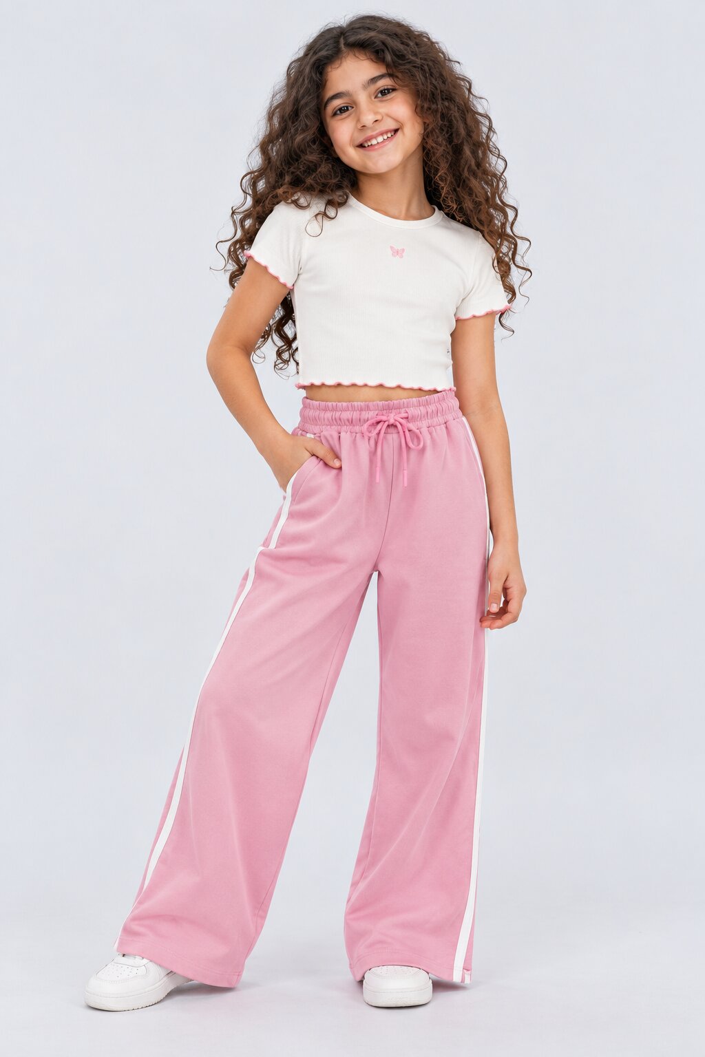 Tweens Girls Pink Relaxed Fit Sweatpant - Image 1