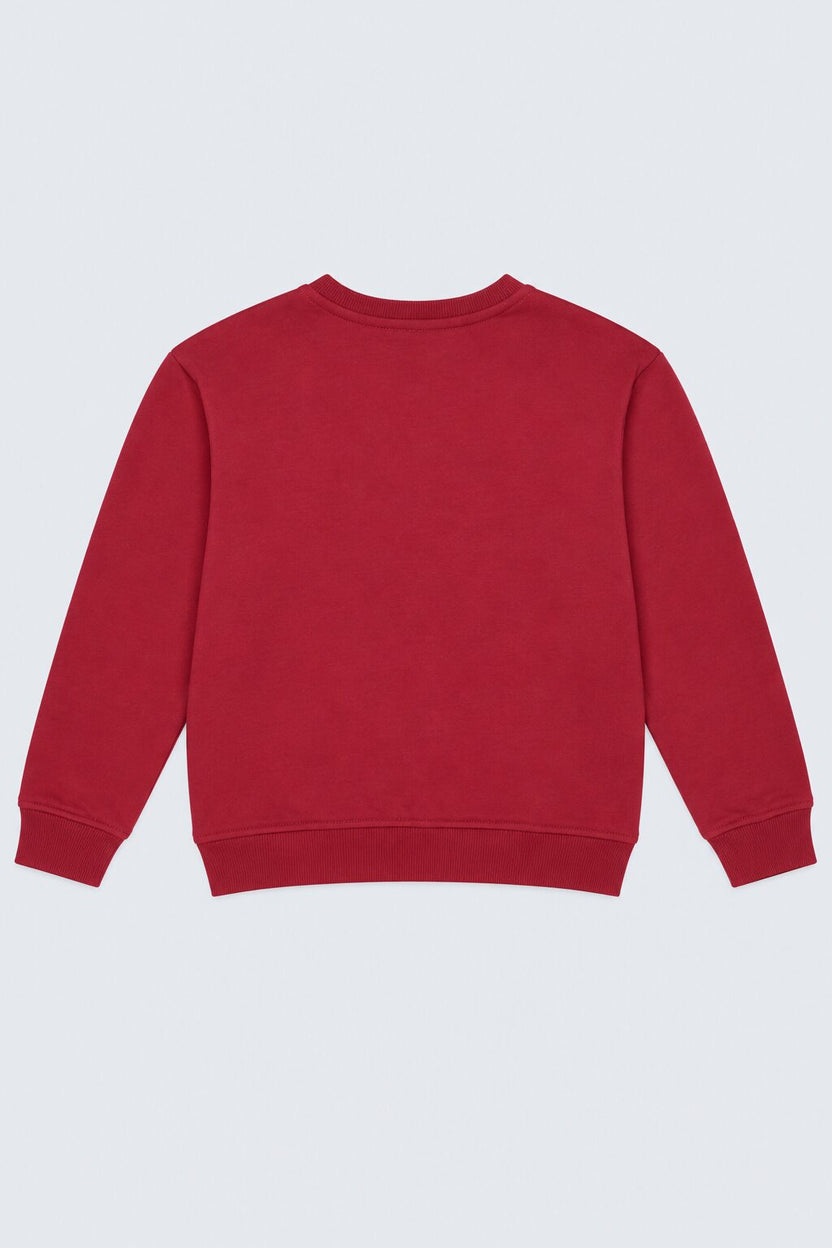 Tweens Girls Red Cotton Regular Fit Sweatshirt - Image 3