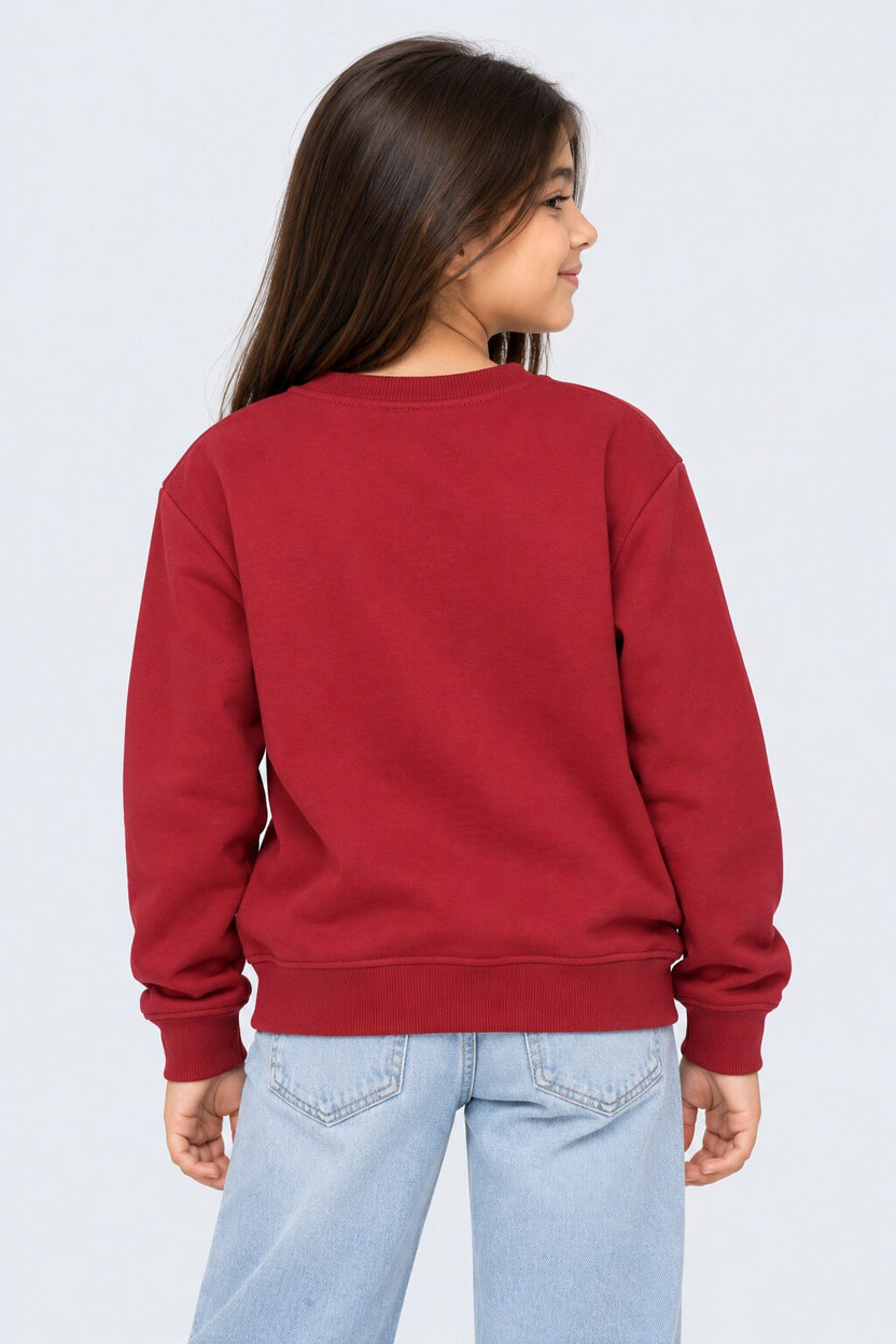 Tweens Girls Red Cotton Regular Fit Sweatshirt - Image 4