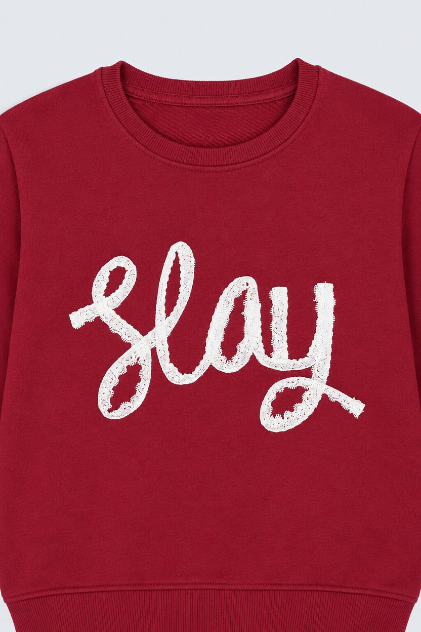 Tweens Girls Red Cotton Regular Fit Sweatshirt - Image 6